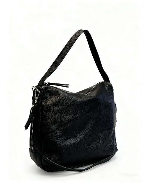 4235 zwarte leren handtas - 34 x 11 x 28 cm