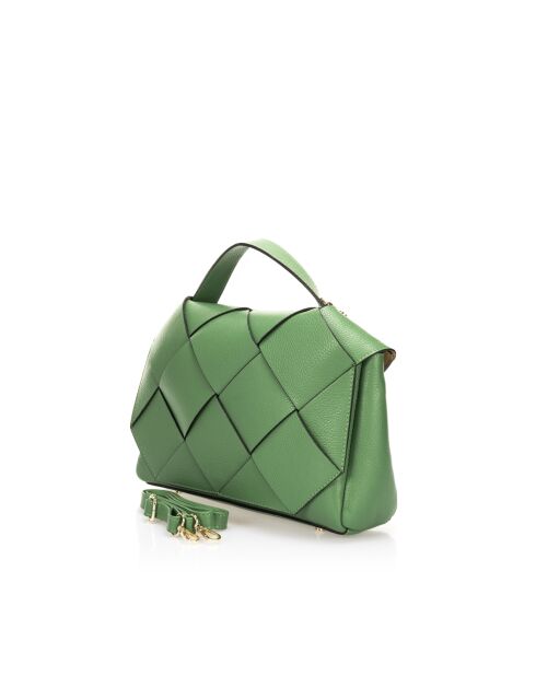 1119 grüne Lederhandtasche - 30 x 12 x 23 cm