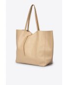 Lederen handtas 1234 crème - 34 x 14 x 28 cm