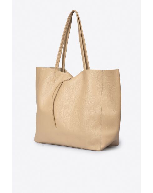 Lederen handtas 1234 crème - 34 x 14 x 28 cm