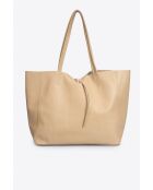 Lederen handtas 1234 crème - 34 x 14 x 28 cm