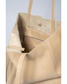 Lederen handtas 1234 crème - 34 x 14 x 28 cm
