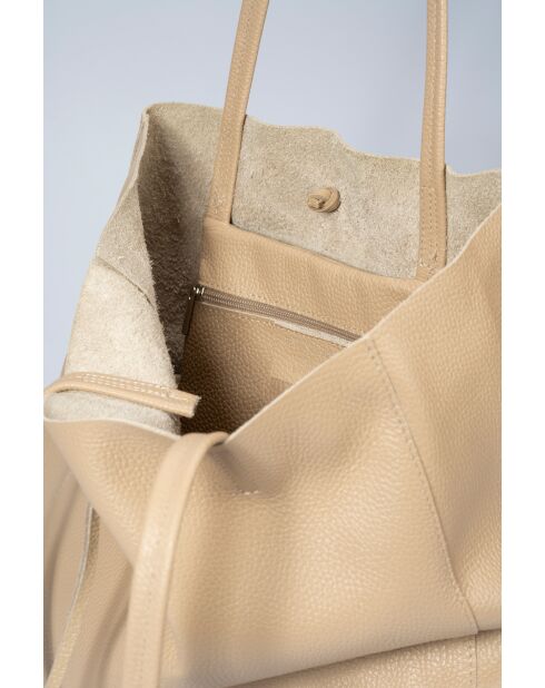 Lederen handtas 1234 crème - 34 x 14 x 28 cm