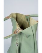 Petra 5159 Mintfarbene Lederhandtasche - 28 x 17 x 36 cm