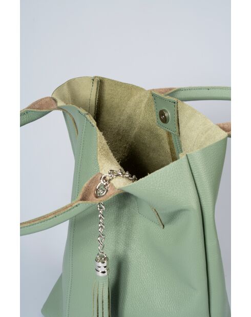 Petra 5159 Mintfarbene Lederhandtasche - 28 x 17 x 36 cm