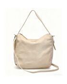 4235 beige leren handtas - 34 x 11 x 28 cm