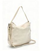 4235 beige leren handtas - 34 x 11 x 28 cm