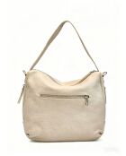 4235 beige leren handtas - 34 x 11 x 28 cm