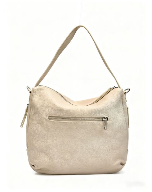 4235 beige leren handtas - 34 x 11 x 28 cm