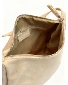 4235 beige leren handtas - 34 x 11 x 28 cm