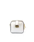 Valenza Schultertasche aus silberfarbenem Leder - 18 x 8 x 14 cm