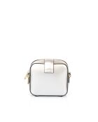 Valenza Schultertasche aus silberfarbenem Leder - 18 x 8 x 14 cm