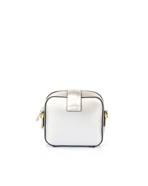 Valenza Schultertasche aus silberfarbenem Leder - 18 x 8 x 14 cm