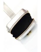 Valenza Schultertasche aus silberfarbenem Leder - 18 x 8 x 14 cm