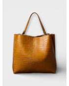 1229 camel leren schoudertas - 37 x 15 x 33 cm