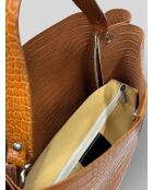 1229 camel leren schoudertas - 37 x 15 x 33 cm