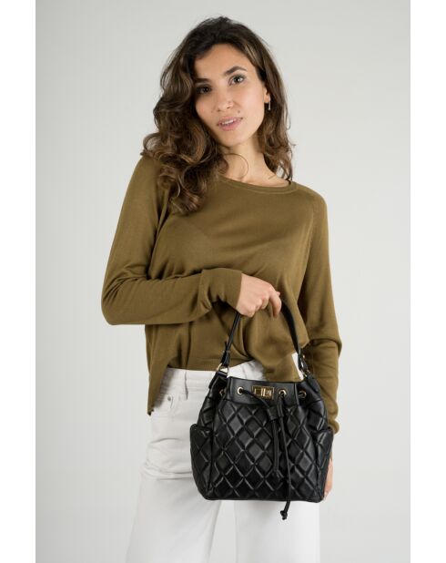 Edina Small Handtasche aus schwarzem Leder - 21 x 13 x 20 cm
