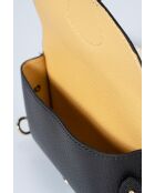 Schultergurt aus taubenschwarzem Leder - 19 x 3 x 13 cm