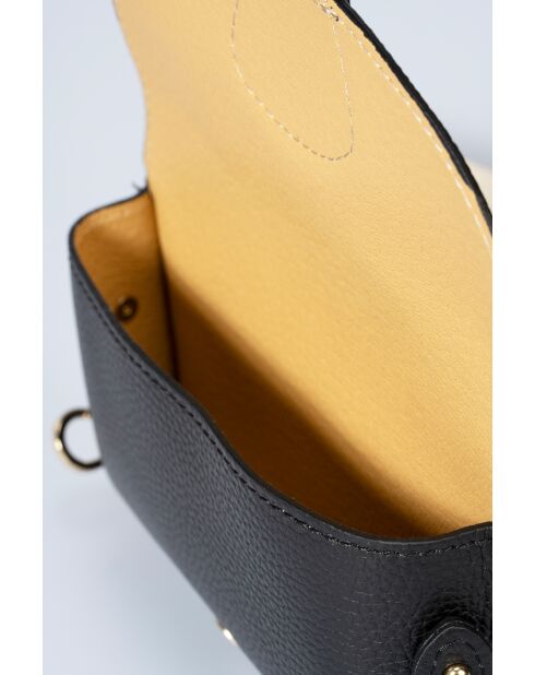 Schultergurt aus taubenschwarzem Leder - 19 x 3 x 13 cm