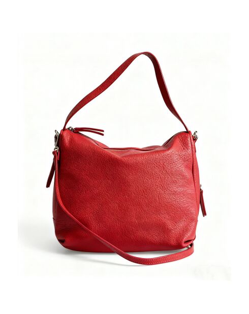4235 rode leren handtas - 34 x 11 x 28 cm