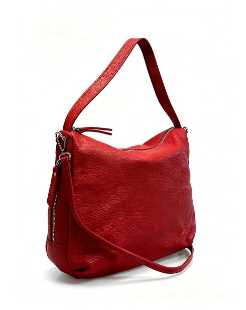 4235 rode leren handtas - 34 x 11 x 28 cm