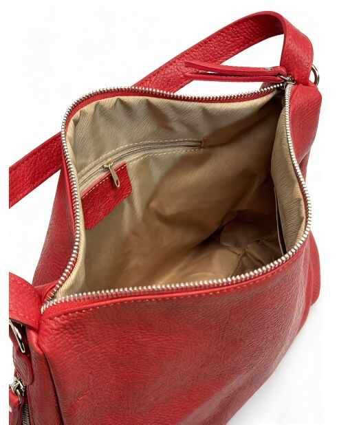 4235 rode leren handtas - 34 x 11 x 28 cm
