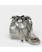 Kr16026 D10 Beuteltasche aus silberfarbenem Leder - 20 x 10 x 33 cm