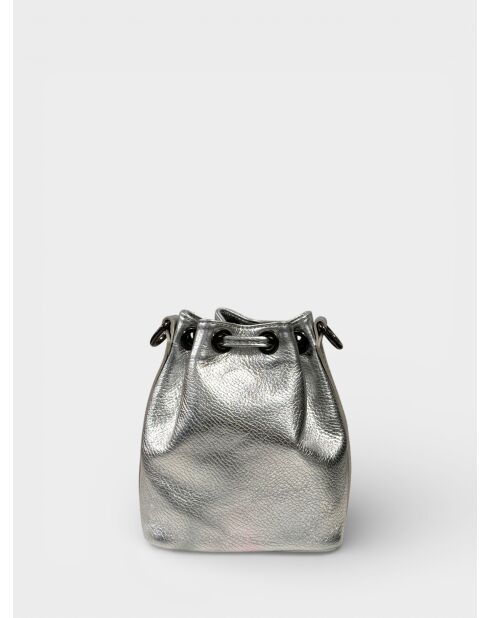 Kr16026 D10 Beuteltasche aus silberfarbenem Leder - 20 x 10 x 33 cm