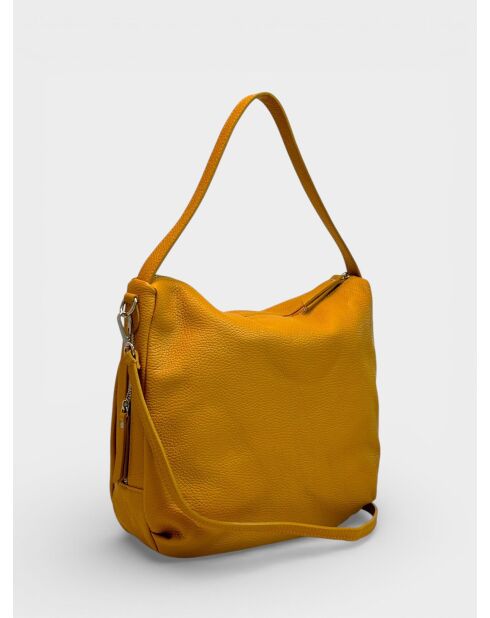 Borsa a mano 4235 in pelle senape - 34 x 11 x 28 cm