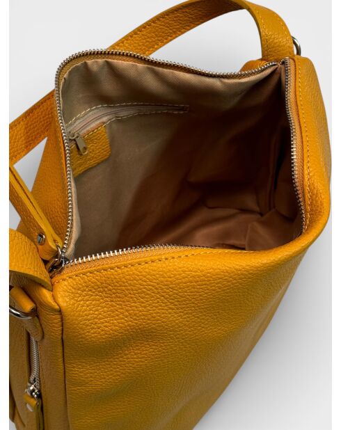 Borsa a mano 4235 in pelle senape - 34 x 11 x 28 cm