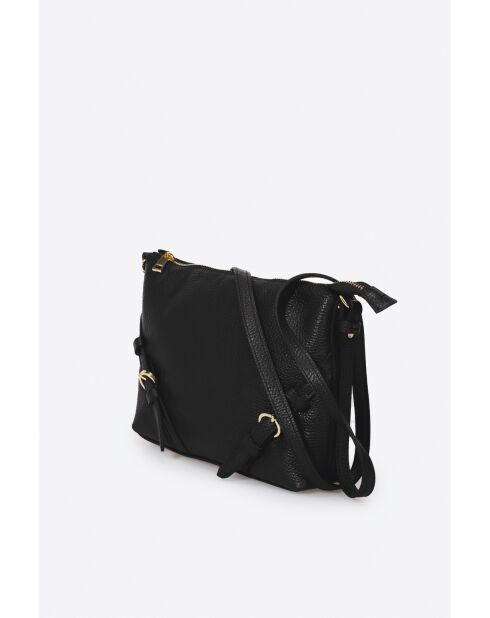 3116 Schulterriemen aus schwarzem Leder - 26 x 6 x 19 cm