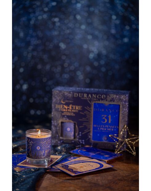 Coffret Bougie Etoile Filante + Cartes de voeux blanc/bleu
