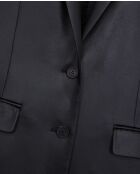 Große Jacke aus schwarzem Stoff mit Kunstledereffekt