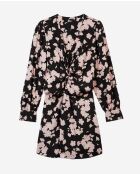 Robe courte à manches longues en jacquard black/pink