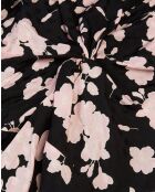 Robe courte à manches longues en jacquard black/pink