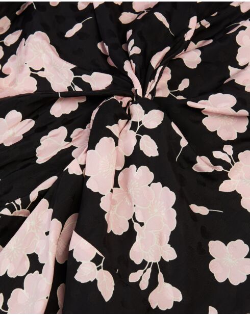 Robe courte à manches longues en jacquard black/pink