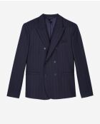 Gerade geschnittene Anzugjacke mit überkreuzten 6 Knöpfen, Doppelschlitz, marineblau