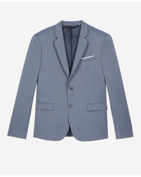 Blaue gerade Anzugjacke mit Doppelschlitz