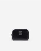 Porte-monnaie en cuir avec écusson métallique black