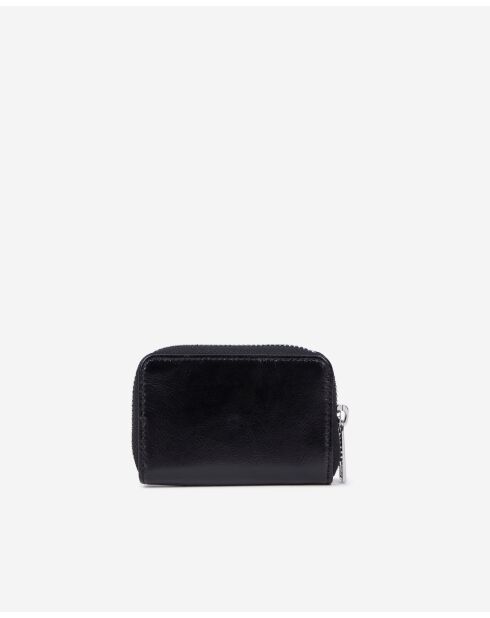 Porte-monnaie en cuir avec écusson métallique black