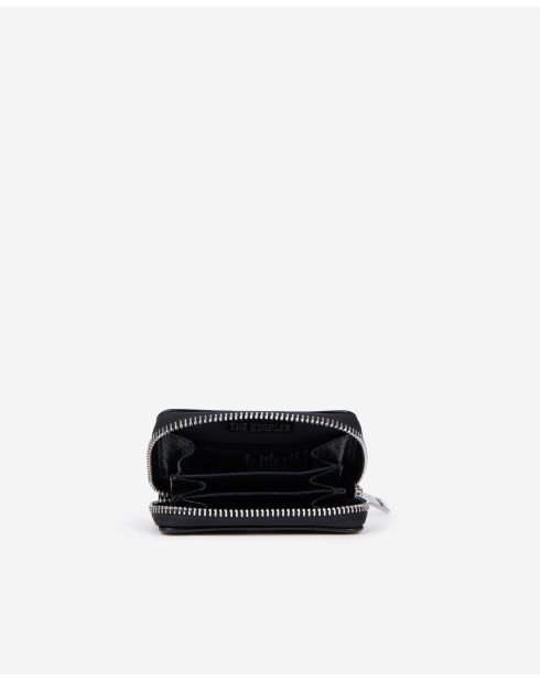 Porte-monnaie en cuir avec écusson métallique black