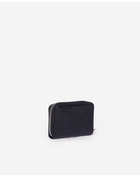 Porte-monnaie en cuir avec écusson métallique black