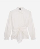 Chemise manches longues nouée drapée écrue
