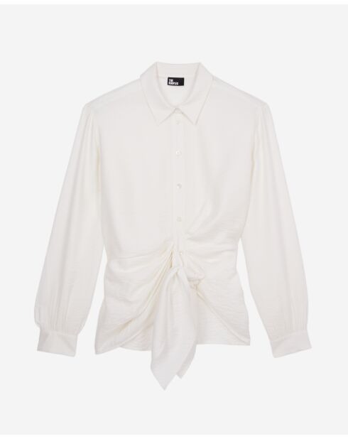 Chemise manches longues nouée drapée écrue