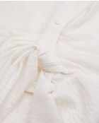 Chemise manches longues nouée drapée écrue