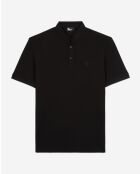 Kurzärmliges Poloshirt mit schwarzer Patchstickerei