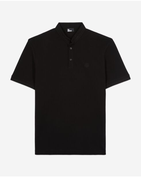 Kurzärmliges Poloshirt mit schwarzer Patchstickerei