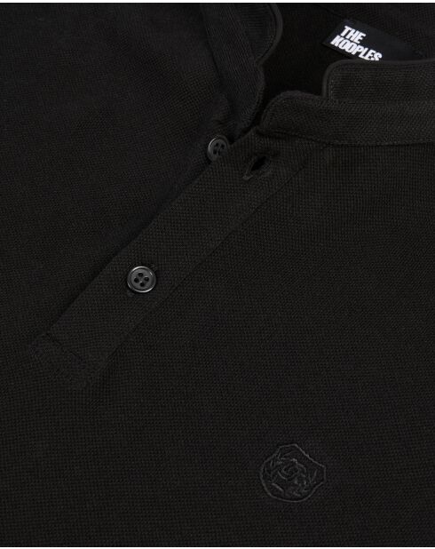 Kurzärmliges Poloshirt mit schwarzer Patchstickerei