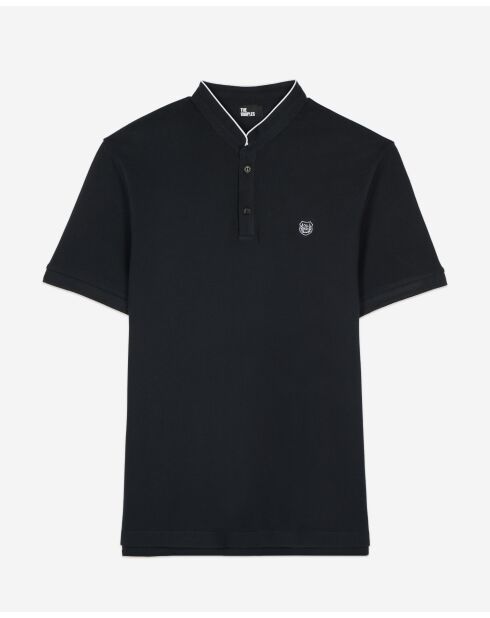 Kurzärmliges Poloshirt mit marineblauer/paspelierter marineblauer Patches