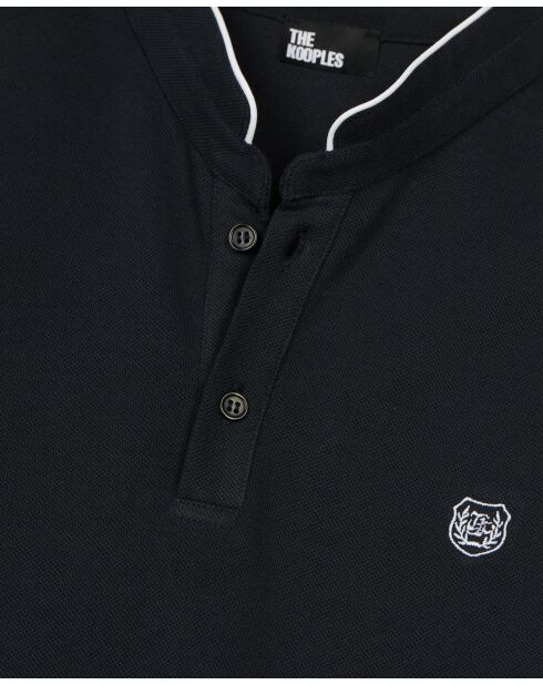 Kurzärmliges Poloshirt mit marineblauer/paspelierter marineblauer Patches